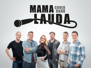 Logo als Gruppenfoto der Band Mama Lauda